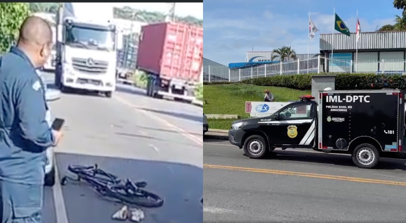 Marinheiro morre após ser atropelado por carreta no bairro Distrito Industrial; veja vídeo