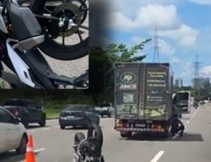 Militar sofre acidente gravíssimo de moto na Avenida das Torres; veja vídeo