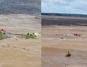 Pânico no Rio: vídeos mostram dezenas de pessoas à deriva após naufrágio no Encontro das Águas; veja