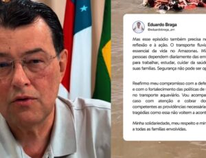 "Segurança não pode ser opcional": Eduardo Braga se solidariza com a família das vítimas e cobra rigor na fiscalização após lancha naufragar no Encontro das Águas