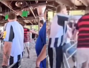 Briga por fura-fila em montanha-russa termina com flamenguista apanhando em parque da Flórida; veja vídeo