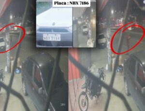 Câmeras de segurança mostram bandido roubando um Fiat Strada na Avenida Autaz Mirim; veja vídeo