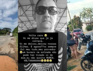 Esposa desaba após marido morrer em acidente na AM-010: "Um buraco na estrada tirou você de mim!"; veja vídeo