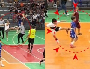 Cenas lamentáveis: atletas mirins e técnicos saem na 'voadora' durante campeonato sub-12 de futsal em Manacapuru; veja vídeo