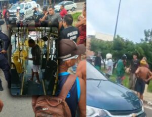 Ladrão de ônibus que esfaqueou trabalhadora "recebe lição" de moradores no Novo Aleixo; veja vídeo