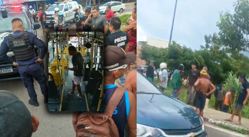 Ladrão de ônibus que esfaqueou trabalhadora “recebe lição” de moradores no Novo Aleixo; veja vídeo