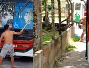 Vulgo "Curupira da Pedra" destrói ônibus da linha 430 em Manaus; veja vídeo