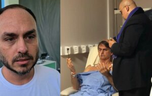 Carlos publica foto do pai em hospital e diz que estado de Saúde de Bolsonaro continua "muito delicado"