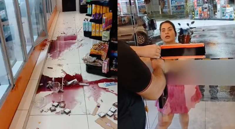 Enfurecida, mulher destrói loja de conveniência no Parque 10 e acusa trabalhadores de roubo; veja vídeos