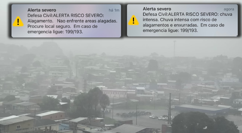 Defesa Civil emite alerta de chuvas intensas, alagamentos e risco de deslizamentos em Manaus nesta quarta-feira (25)