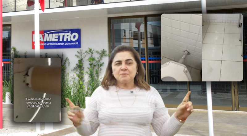 Alunas denunciam abandono nos banheiros da FAMETRO em Manaus: “vive sem papel higiênico e com vazamento”; veja vídeo