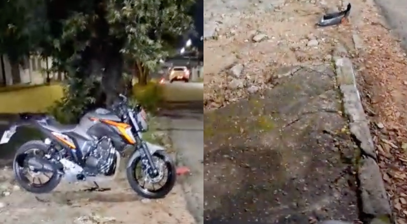 Tragédia: piloto de moto morre após perder o controle e bater contra árvore no Nova Cidade; veja vídeo