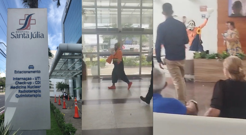 “Aqui é o hospital da Morte!”: palhaço protesta no hospital Santa Julia e parte pra briga contra seguranças em Manaus; veja vídeo