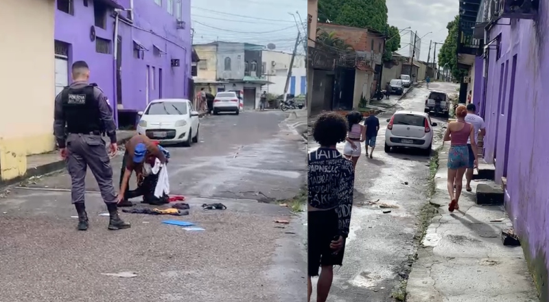Marido é expulso de casa e tem roupas jogadas na rua após flagrar esposa com o amante no Jorge Teixeira; veja vídeo