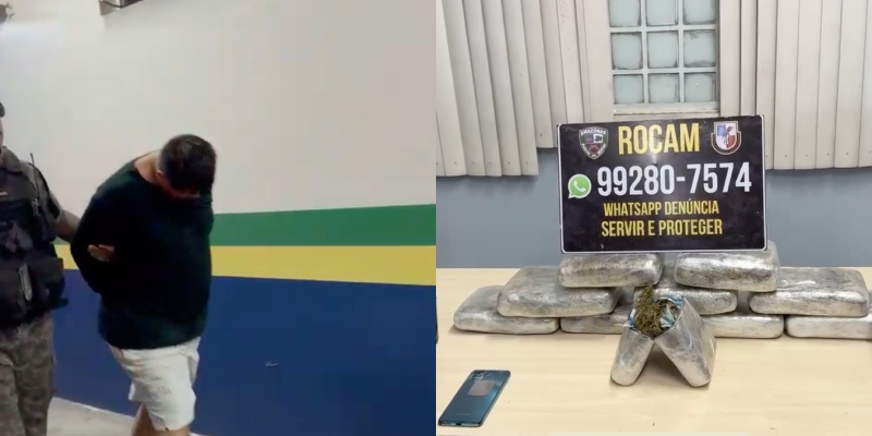 Homem é preso com vários tabletes de maconha dentro de carro na zona Norte de Manaus; veja vídeo
