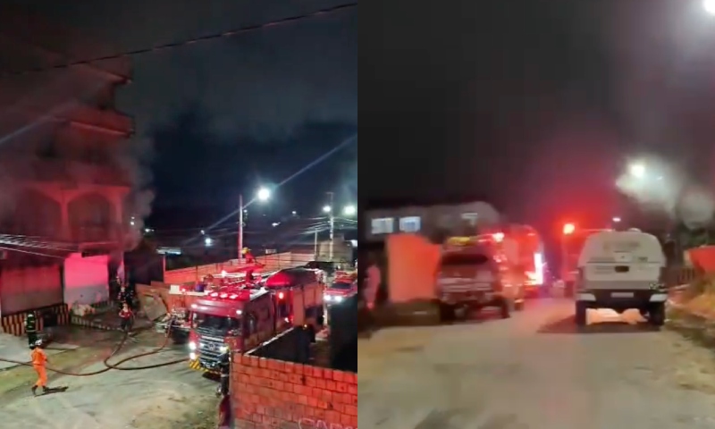 Incêndio em depósito de reciclagem assusta moradores e mobiliza bombeiros no Lago Azul; veja vídeo