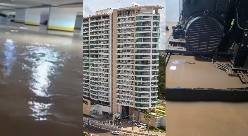 “Alto padrão” debaixo d’água: alagamento em condomínio de luxo na Ponta Negra revolta moradores; veja vídeo