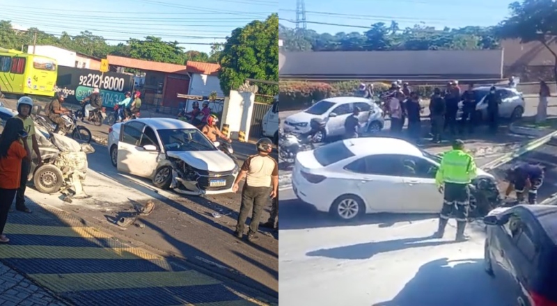 Acidente envolvendo dois carros deixa trânsito engarrafado no V8; veja vídeo