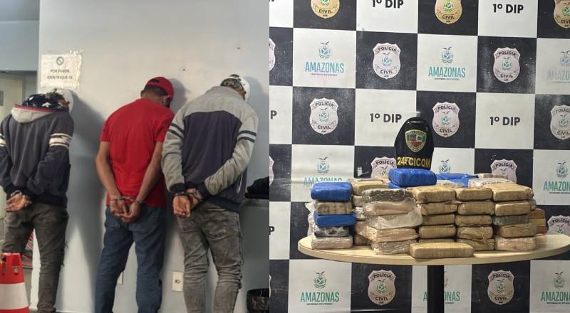 “A casa caiu”: trio é preso após levar 106 tabletes de maconha de Coari para Manaus; veja vídeo