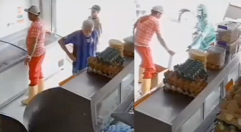 Mesmo após levar tiro na cabeça, açogueiro levanta, caminha e espera ajuda sentado em banquinho; veja vídeo