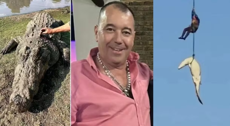 Crocodilo gigante que devorou empresário é abatido e transportado por helicóptero; veja vídeo