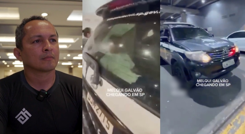 Transferido para SP, Melqui Galvão mantém postura intimidadora e “ainda fica encarando” de dentro de viatura; veja vídeo