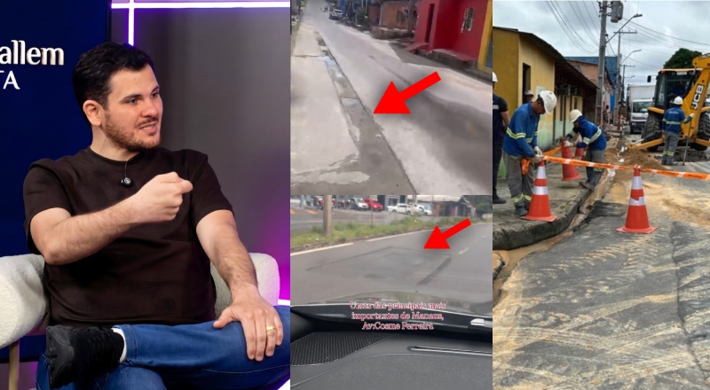 “Nós vamos apertar”: prefeito Renato Junior exige fim dos buracos e ‘mondrongos’ deixados pela Águas de Manaus e Cigás; veja vídeo