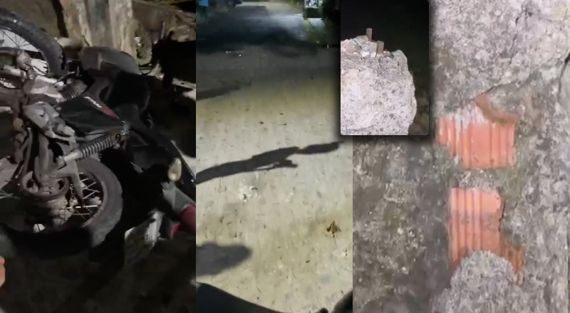 Dentes ficam cravados no muro após homem perder o controle da moto; veja vídeo