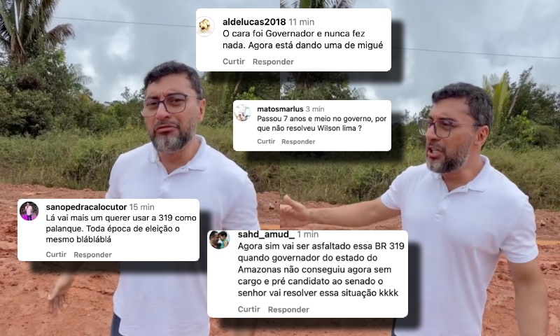 Wilson Lima é massacrado nas redes sociais após postagem sobre a BR-319: “Passou 7 anos e não fez nada”; veja vídeo