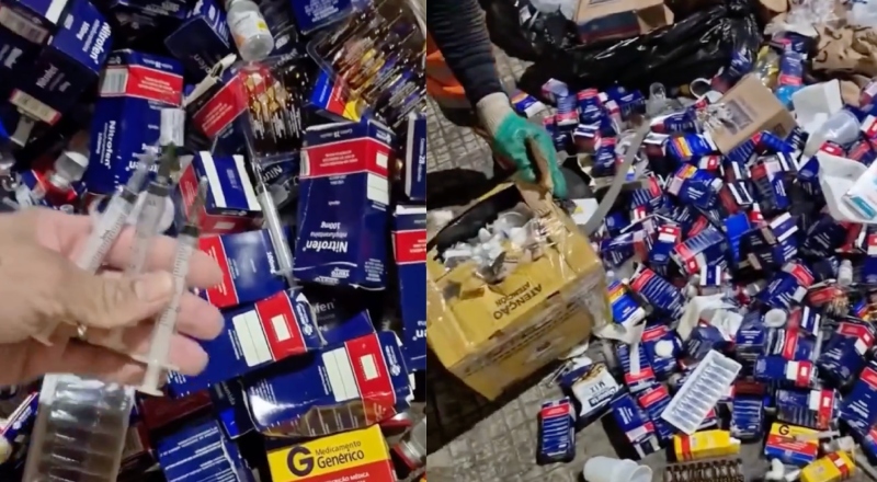 Garis encontram seringas e agulhas expostas em calçada do Centro e fazem alerta em Manaus; veja vídeo