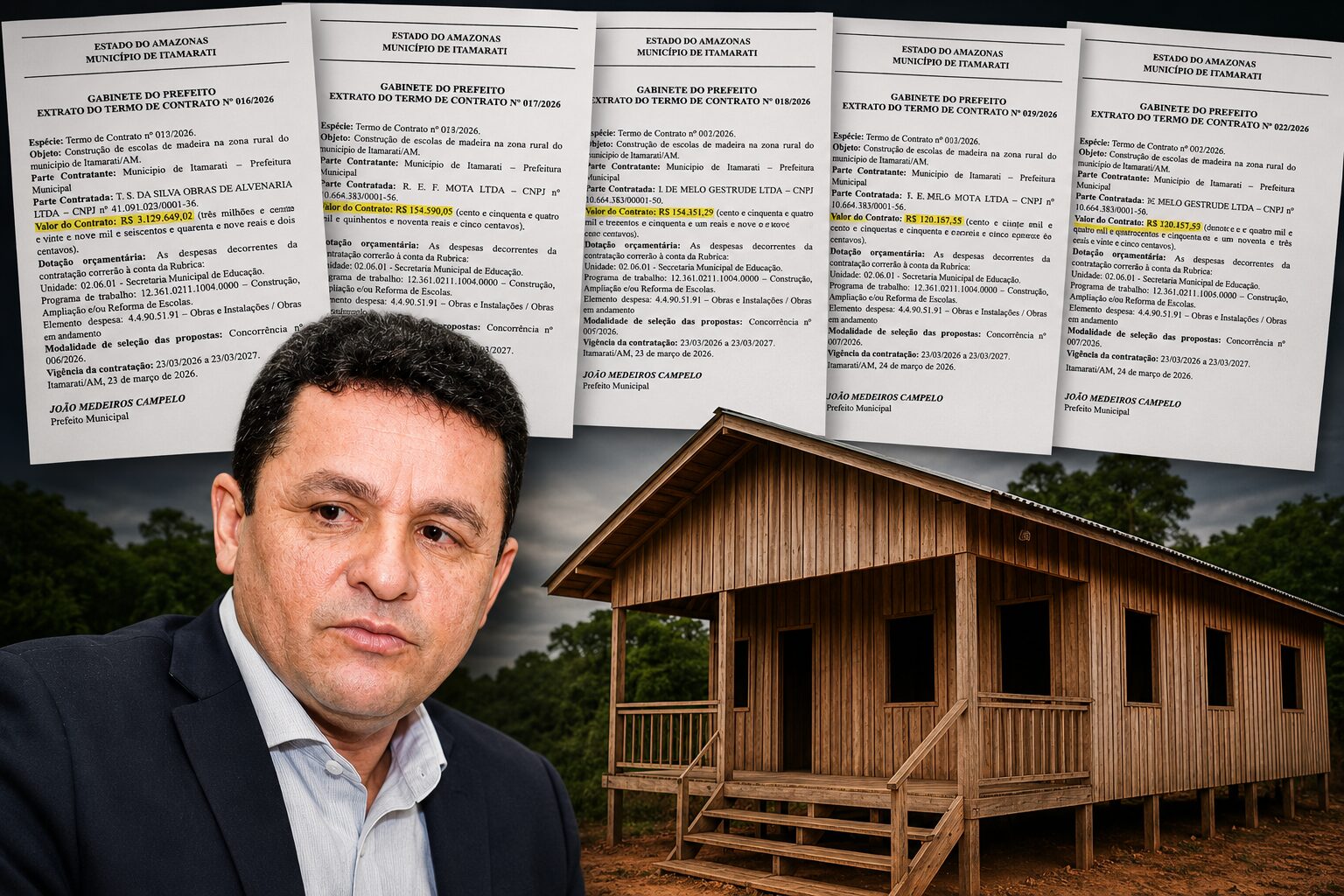 Escândalo em Itamarati: João Campelo libera R$ 4 milhões para construir escolas de madeira; veja as empresas beneficiadas