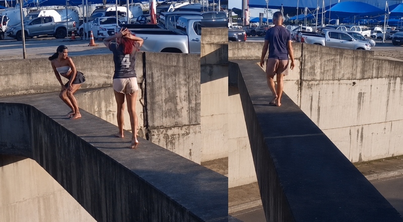 Jovens dinâmicos arriscam suas vidas fazendo dança sensual em Viaduto de Manaus; veja vídeo