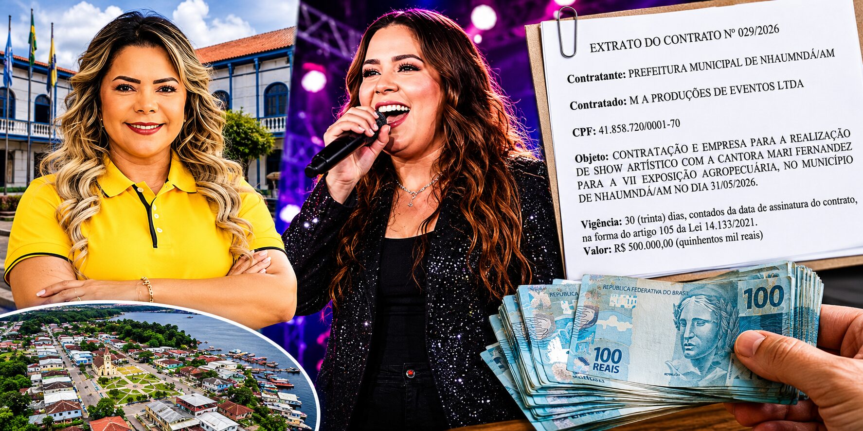 Festa de luxo: Marina Pandolfo banca cachê milionário de Mari Fernandez com dinheiro público; veja documentos