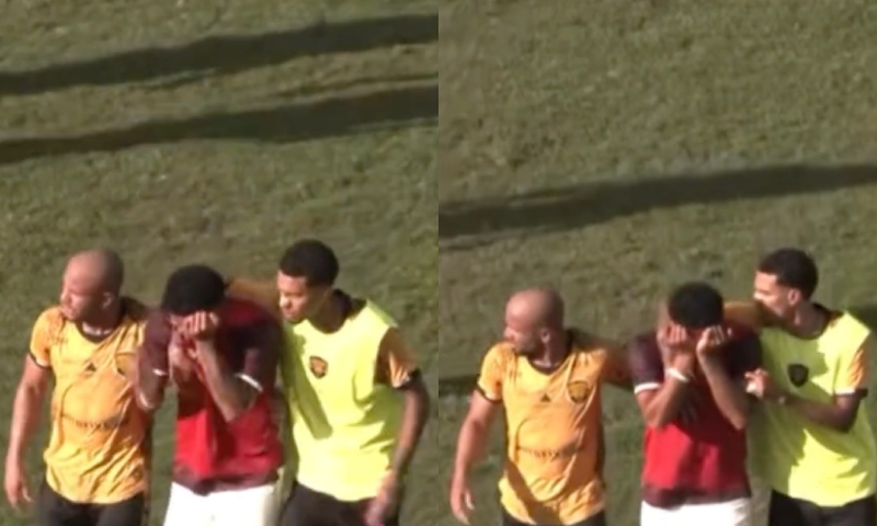 Jogador do Ferroviária deixa o campo chorando após sofrer ataque racista de torcedor do Amazonas FC, em Manaus; veja vídeo