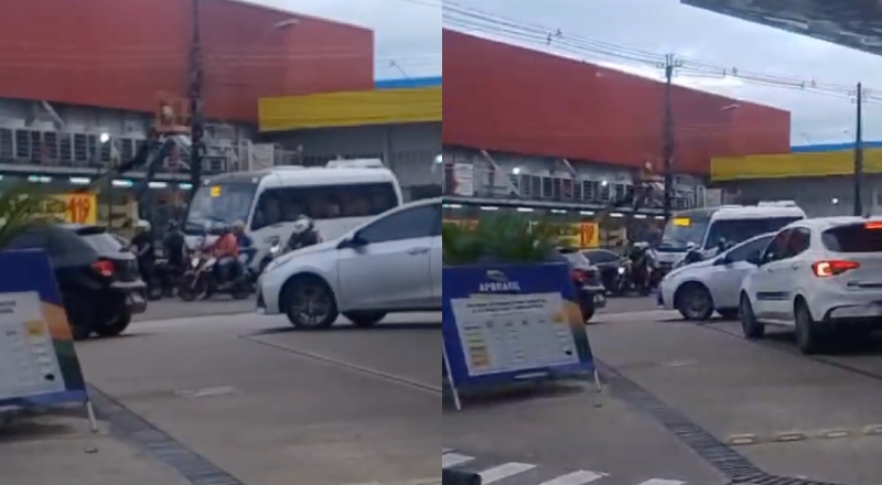 Ônibus atinge moto e deixa trânsito parado na Compensa; veja vídeo