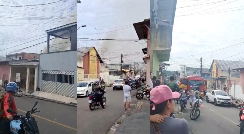 “A casa da vizinha tá pegando fogo!”: moradores entram em desespero durante incêndio no bairro Coroado; veja vídeo