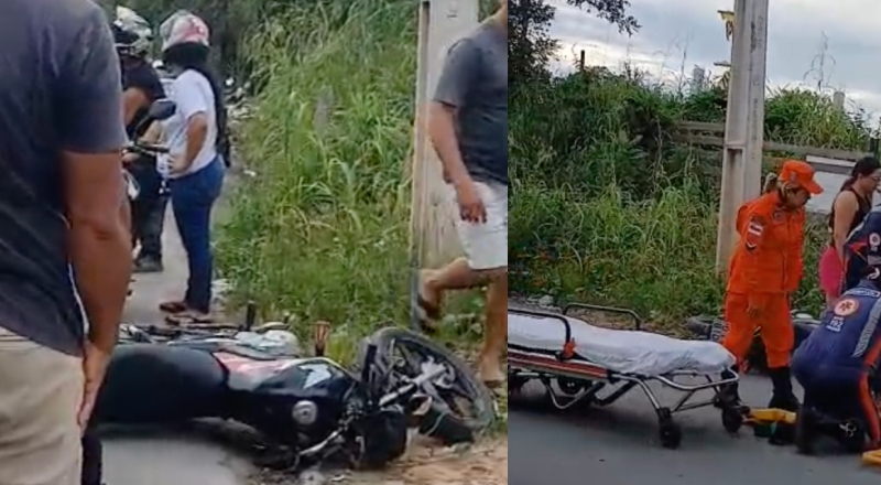 Acidente envolvendo carro e moto deixa jovem com fratura exposta no bairro Santa Etelvina; veja vídeo