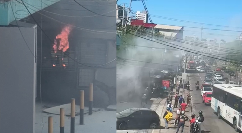 Incêndio em estrutura elétrica gera congestionamento e pânico na avenida Djalma Batista; veja vídeo