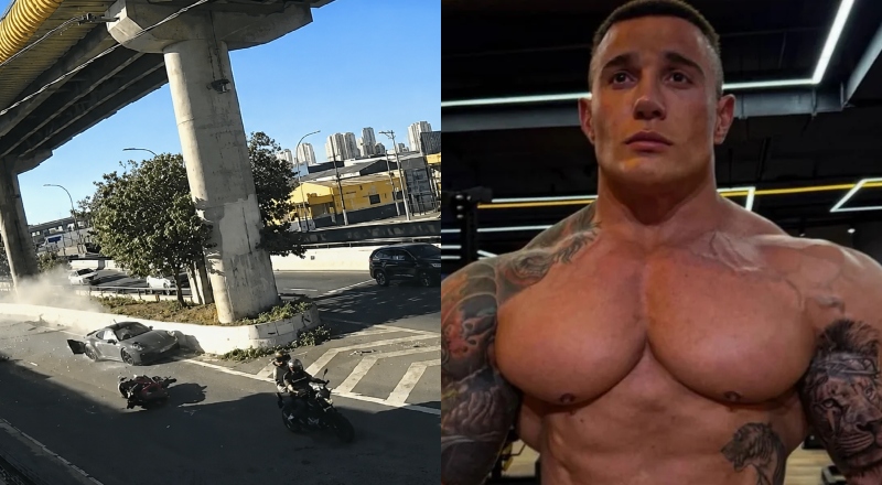 Fábio Giga perde controle de Porsche, atinge motociclistas e bate em muro em SP; veja vídeo