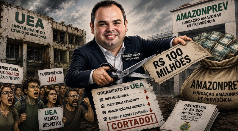 Roberto Cidade tira R$ 100 milhões da UEA e revolta comunidade acadêmica no Amazonas
