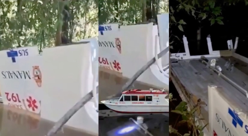 Ambulancha do SAMU que havia sido roubada é encontrada ‘depenada’ em Igarapé; veja vídeo