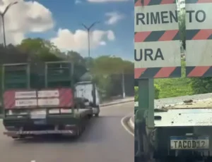 Direção perigosa: motorista de carreta é flagrado em alta velocidade na Ponta Negra; veja vídeo