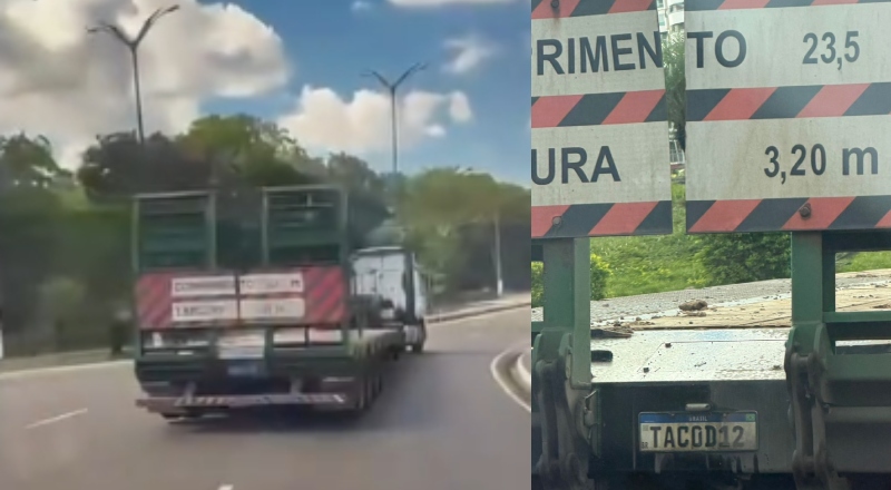 Direção perigosa: motorista de carreta é flagrado em alta velocidade na Ponta Negra; veja vídeo