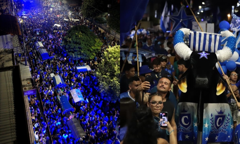 Mais de 60 mil pessoas transformam Parintins em um mar azul e branco no Boi de Rua do Caprichoso