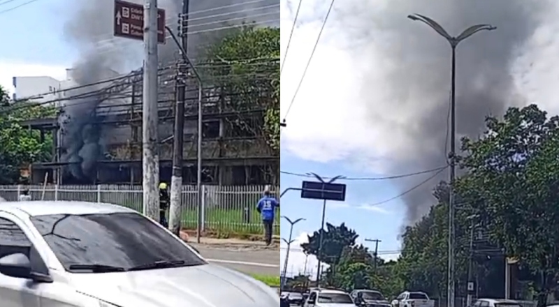 Prédio desativado dos Correios pega fogo no bairro Aleixo; veja vídeo