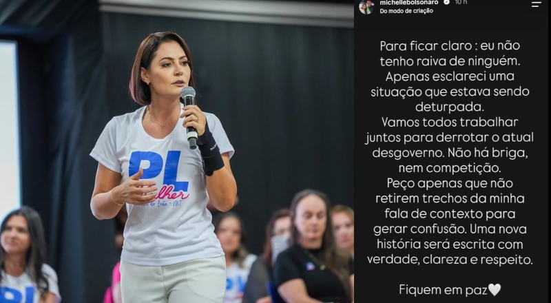 Michelle Bolsonaro volta atrás, nega briga com Flávio e pede foco contra o governo Lula