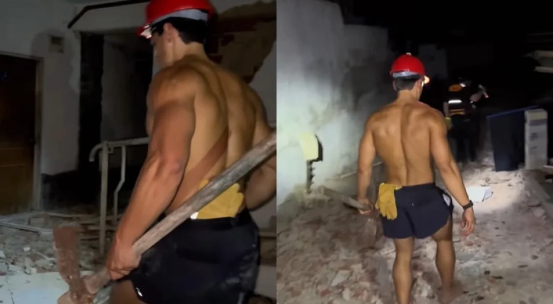 Influenciador causa indignação ao gravar vídeo sem camisa em meio a escombros do terremoto na Venezuela