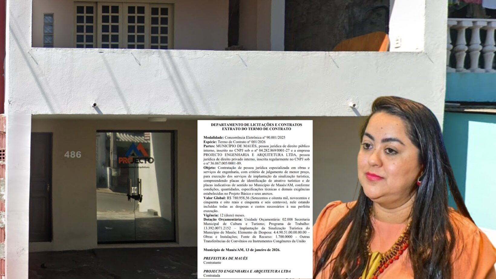 Prefeita Macelly Veras firma contrato de R$ 780 mil com a Projecto Engenharia para colocar placas turística e decisão gera repercussão em Maués
