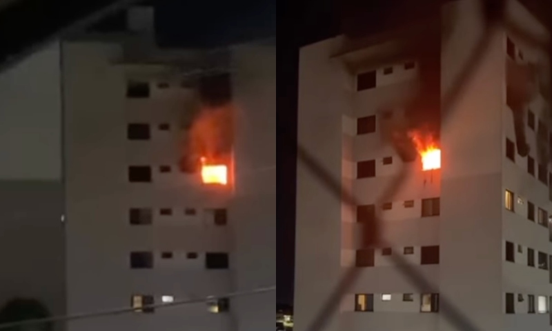 Desesperador: incêndio atinge apartamento de casal de idosos no Dom Pedro; veja vídeo