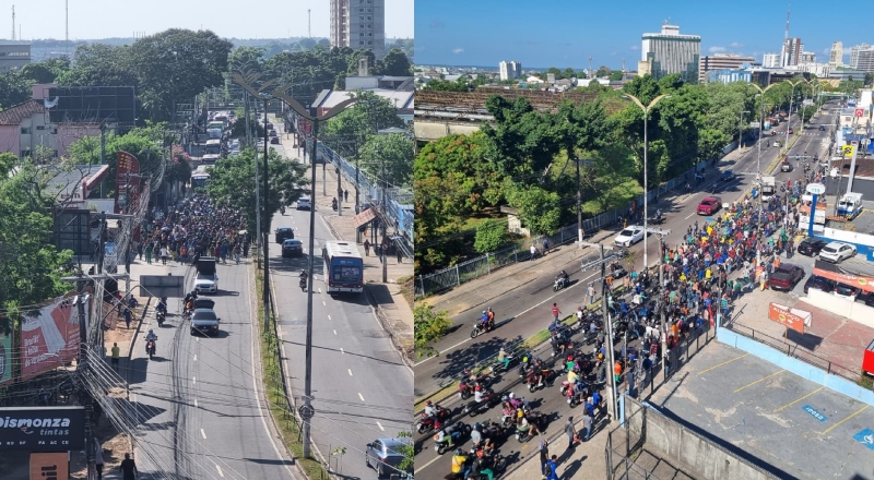 Sindicato da Construção Civil paralisa principais vias de Manaus e anuncia greve geral
